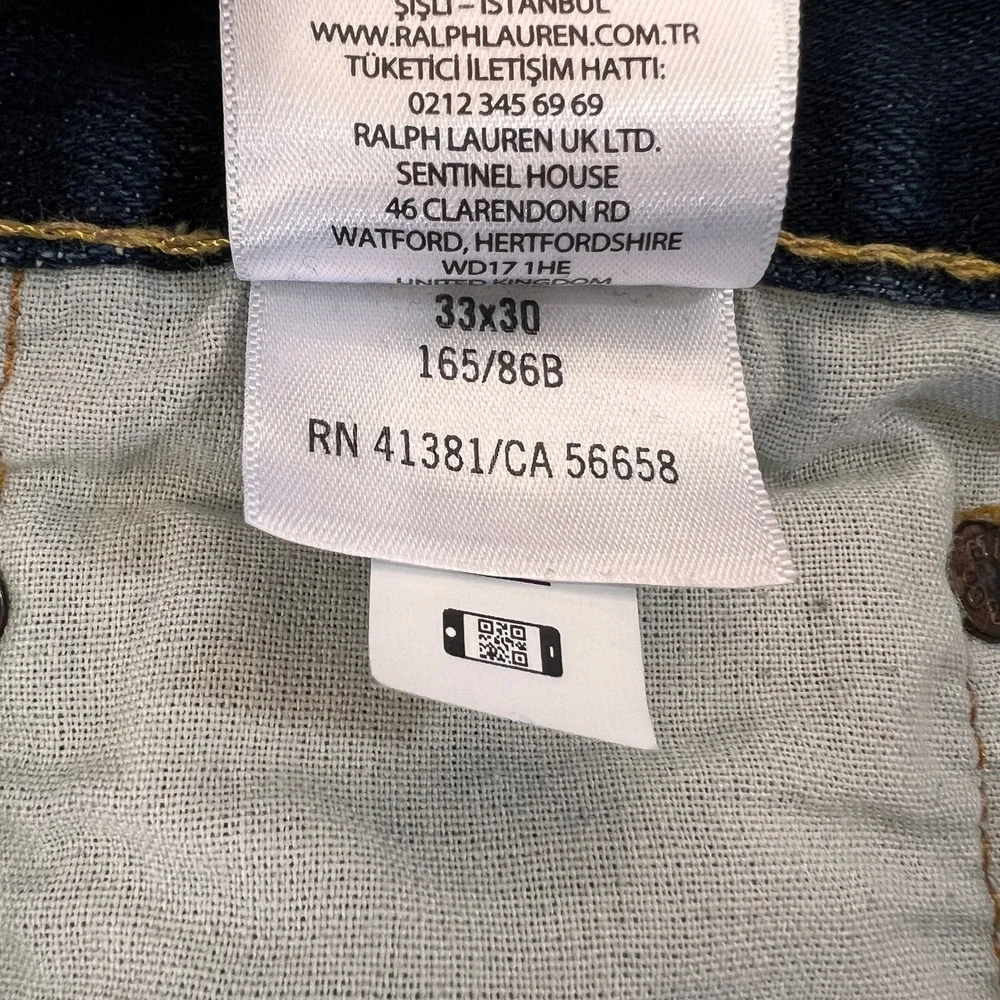 Polo Ralph Lauren Sullivan Slim Jeans Mens 33x30 Dark‎ Wash Blue Denim Pants